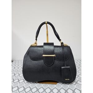 Prada Saffiano Lux Sidonie Large Handle Bag Black